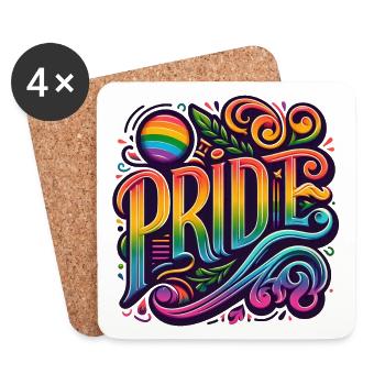 Célébrez l’amour et la diversité avec fierté, LGBTQ+ - Dessous de verre (lot de 4) - blanc - Devant