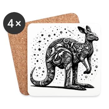 kangourou - Dessous de verre (lot de 4) - blanc - Devant