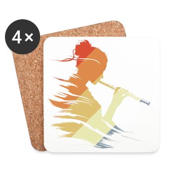 Flute Girl Graphic Retro - Coasters (set of 4) - white - Front