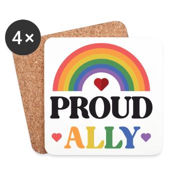 LGBTQ Pride Month - Proud Ally - Coasters (set of 4) - white - Front