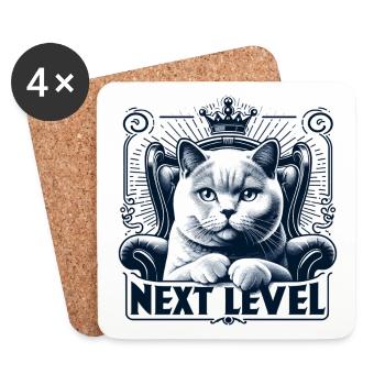 BKH Chaise British Shorthair Blue Cat King - Dessous de verre (lot de 4) - blanc - Devant