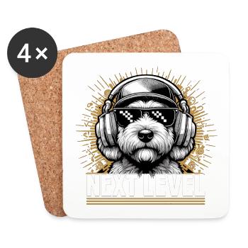 Goldendoodle Hip Hop Dog Next Level Gift - Coasters (set of 4) - white - Front