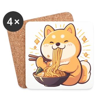 Hund isst Ramen - Untersetzer (4er-Set) - Weiß - Vorne