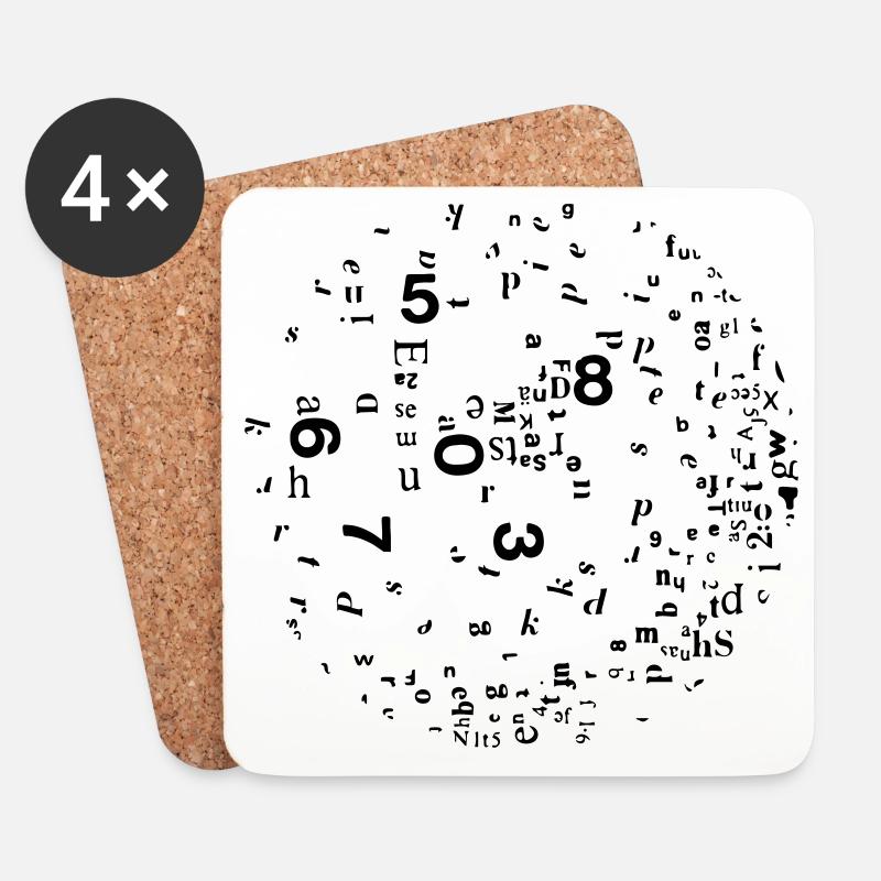 Zahlen und Buchstaben - Untersetzer (4er-Set) - Weiß