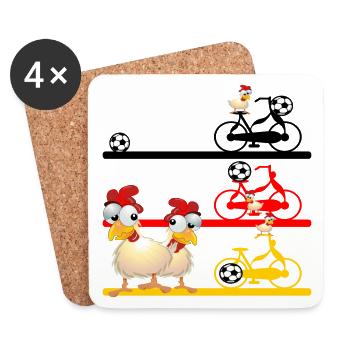 SOCCER BICYCLE CHICKEN COOP CHICKENS - Coasters (set of 4) - white - Front