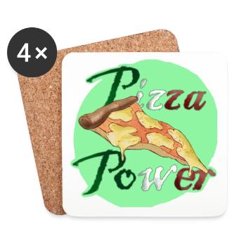 Pizza Power Super Powers Energy Slice UK - Coasters (set of 4) - white - Front