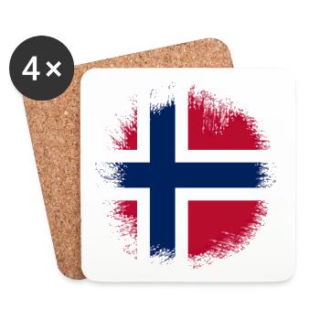 Norway Flag Design Grunge Norge Norway - Coasters (set of 4) - white - Front