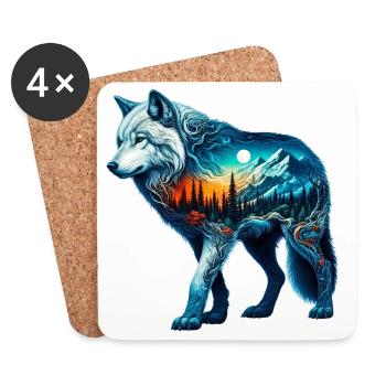 Wolf - Coasters (set of 4) - white - Front