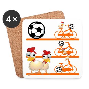 Netherlands chickens bike football - Coasters (set of 4) - white - Front
