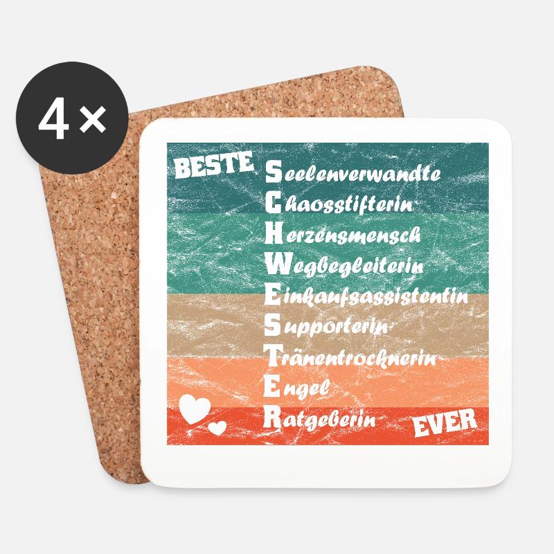 beste Schwester ever Die beste Schwester der Welt - Untersetzer (4er-Set) - Weiß