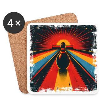 Bowling in vintage style - Coasters (set of 4) - white - Front