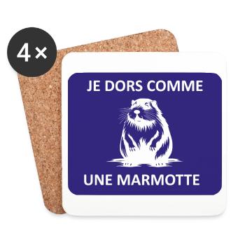 Je dors comme une marmotte - Dessous de verre (lot de 4) - blanc - Devant