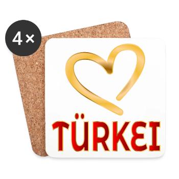 LAND TÜRKIYE - TÜRKEI MIT HERZ - Untersetzer (4er-Set) - Weiß - Vorne