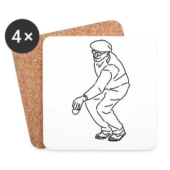 Joueur de pétanque gaucher - Dessous de verre (lot de 4) - blanc - Devant