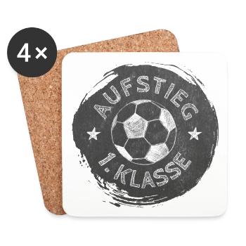 Aufstieg - 1. Klasse - Fußball | Tafel Design  - Untersetzer (4er-Set) - Weiß - Vorne