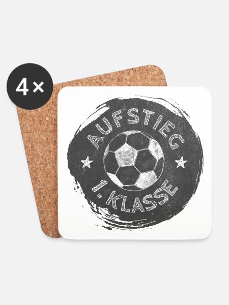Aufstieg - 1. Klasse - Fußball | Tafel Design  - Untersetzer (4er-Set) - Weiß