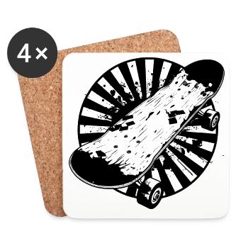 Skateboard Drawing - Coasters (set of 4) - white - Front