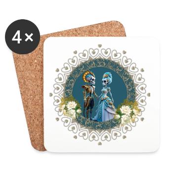 The cute skeleton couple in gothic style - Coasters (set of 4) - white - Front
