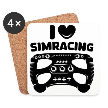 j’aime simracing Gaming Sim Racer Logo Heart Icon - Dessous de verre (lot de 4) - blanc - Devant