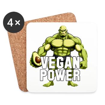 Vegan Power Avocado Superfood Muskeln Geschenk - Untersetzer (4er-Set) - Weiß - Vorne