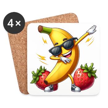 Dabbing Lunettes de soleil Banane Fraise Drôle Dab - Dessous de verre (lot de 4) - blanc - Devant
