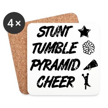Citation de pom-pom girl - Dessous de verre (lot de 4) - blanc - Devant
