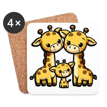 Giraffen Familie - Untersetzer (4er-Set) - Weiß - Vorne