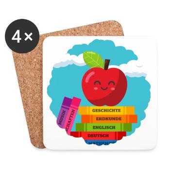 Buntes Schulanfang-Design für Kinder Einschulung - Untersetzer (4er-Set) - Weiß - Vorne