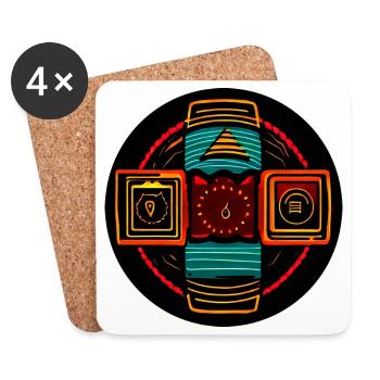 Neon Geometric Icons - Native Freestyle - Coasters (set of 4) - white - Front