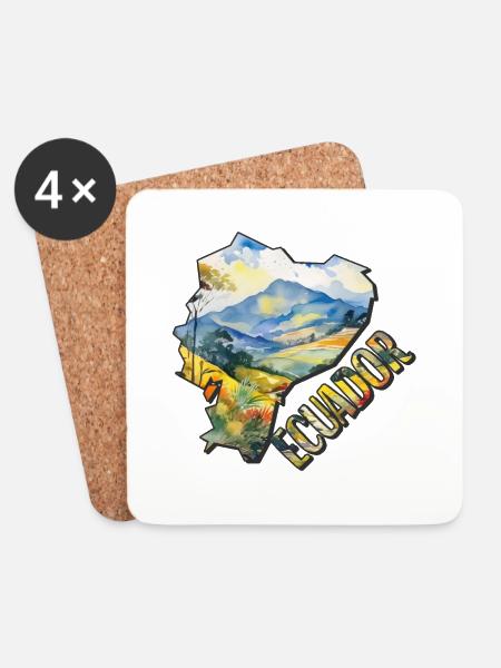 Aquarell Landkarte Ecuador - Untersetzer (4er-Set) - Weiß