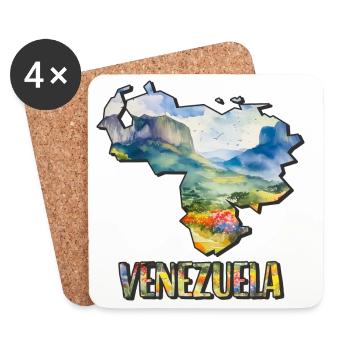 Aquarell Landkarte Venezuela - Untersetzer (4er-Set) - Weiß - Vorne