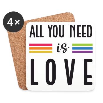LGBTQ Pride Month - All You Need is Love - Untersetzer (4er-Set) - Weiß - Vorne