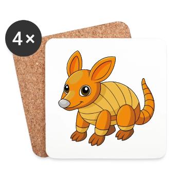 Aardvark Cute Mascot Cartoon Character Kawaii - Coasters (set of 4) - white - Front