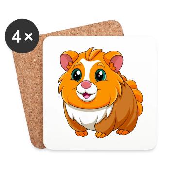 Cochon d’Inde Mascotte mignonne Personnage de dessin animé Kawaii - Dessous de verre (lot de 4) - blanc - Devant