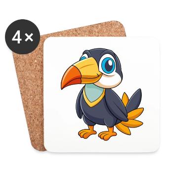 Toucan Cute Mascot Cartoon Character Kawaii - Coasters (set of 4) - white - Front