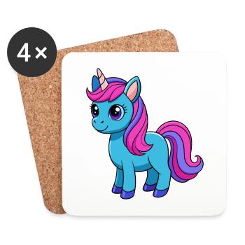 Unicorn Cute Mascot Cartoon Character Kawaii - Coasters (set of 4) - white - Front