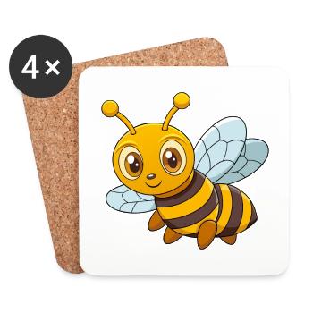 Abeille Mignonne Mascotte Personnage De Dessin Animé Kawaii - Dessous de verre (lot de 4) - blanc - Devant