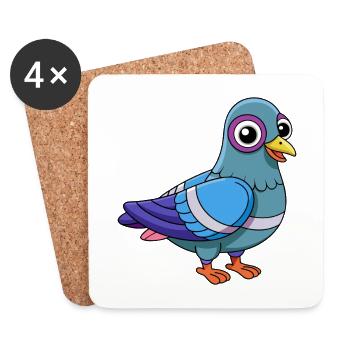 Pigeon Cute Mascot Cartoon Character Kawaii - Coasters (set of 4) - white - Front