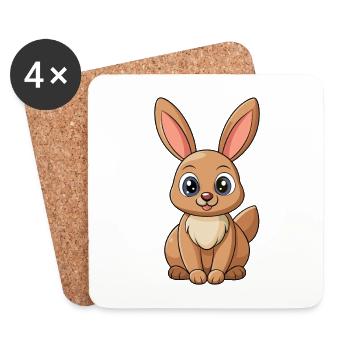 Rabbit Cute Mascot Cartoon Character Kawaii - Coasters (set of 4) - white - Front