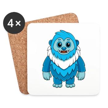 Yeti Cute Mascot Cartoon Character Kawaii - Coasters (set of 4) - white - Front