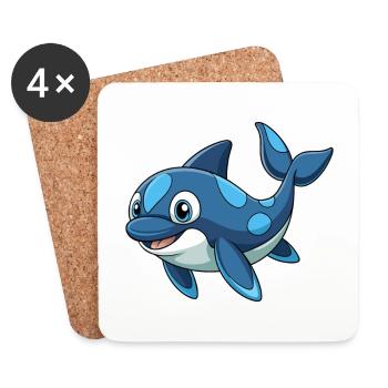 Orca Cute Mascot Cartoon Character Kawaii - Coasters (set of 4) - white - Front