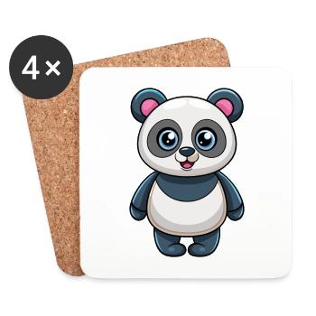 Panda Mignon Mascotte Personnage De Dessin Animé Kawaii - Dessous de verre (lot de 4) - blanc - Devant