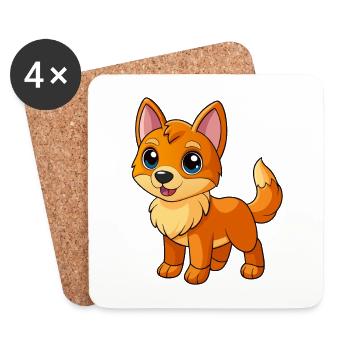 Dog Cute Mascot Cartoon Character Kawaii - Coasters (set of 4) - white - Front