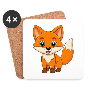 Fuchs Niedliches Maskottchen Zeichentrickfigur Kawaii - Untersetzer (4er-Set) - Weiß - Vorne