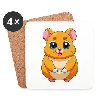 Hamster Cute Mascot Cartoon Character Kawaii - Coasters (set of 4) - white - Front