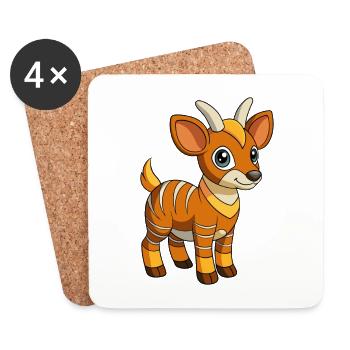 Okapi Niedliche Maskottchen Zeichentrickfigur Kawaii - Untersetzer (4er-Set) - Weiß - Vorne