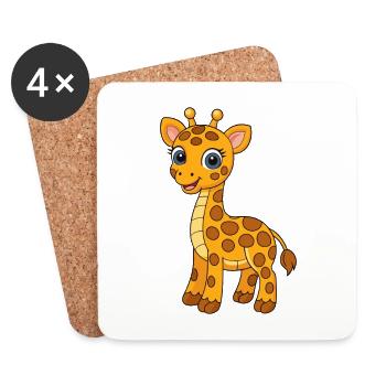 Girafe Mascotte mignonne Personnage de dessin animé Kawaii - Dessous de verre (lot de 4) - blanc - Devant