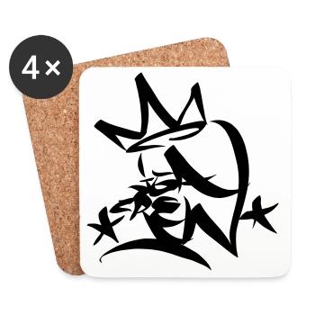 Graffiti Tag JGA Crew King 01 1C - Untersetzer (4er-Set) - Weiß - Vorne
