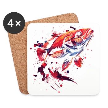 Fisch - Untersetzer (4er-Set) - Weiß - Vorne