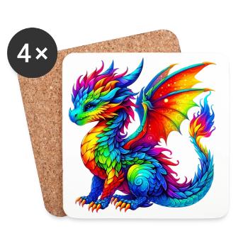 Dragon - Dessous de verre (lot de 4) - blanc - Devant